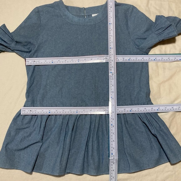 LaRoque Betty B Top Chambray Denim Peplum - Picture 2 of 11